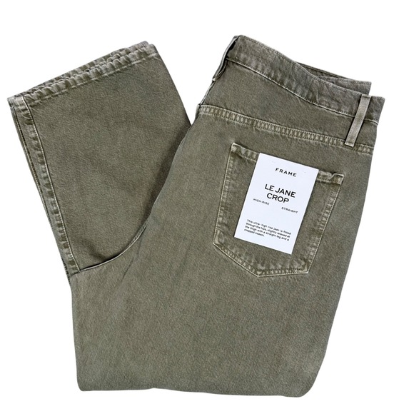 Frame Denim Denim - FRAME Le Jane Crop Olive Green High Rise Straight Leg Jeans Women's Size 34 NEW